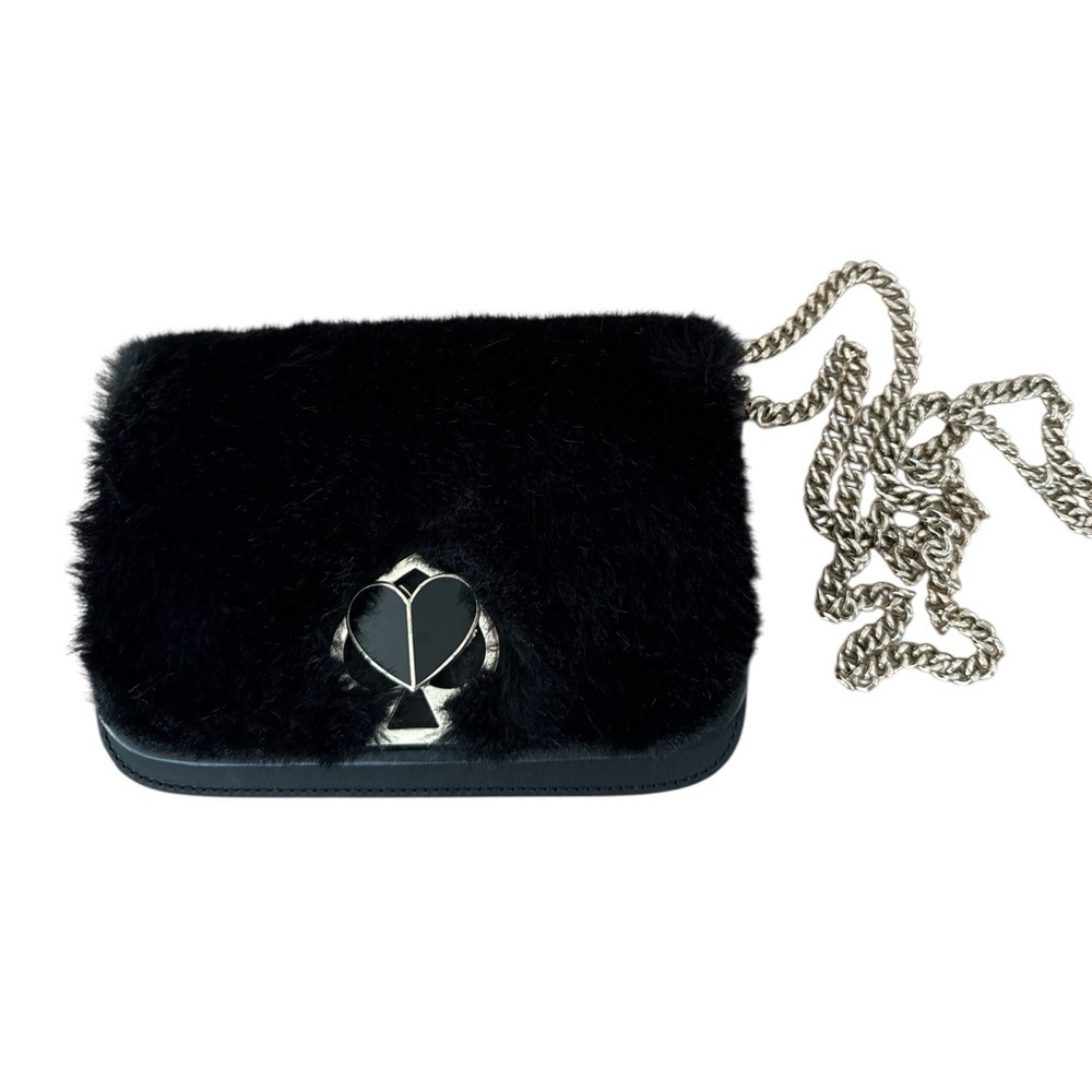 Kate Spade Nicola Faux Fur Crossbody Gold Chain Bag Purse